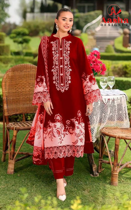 Aasha 1203 Printed Cotton Dupatta Pakistani Salwar Suits Online Wholesale